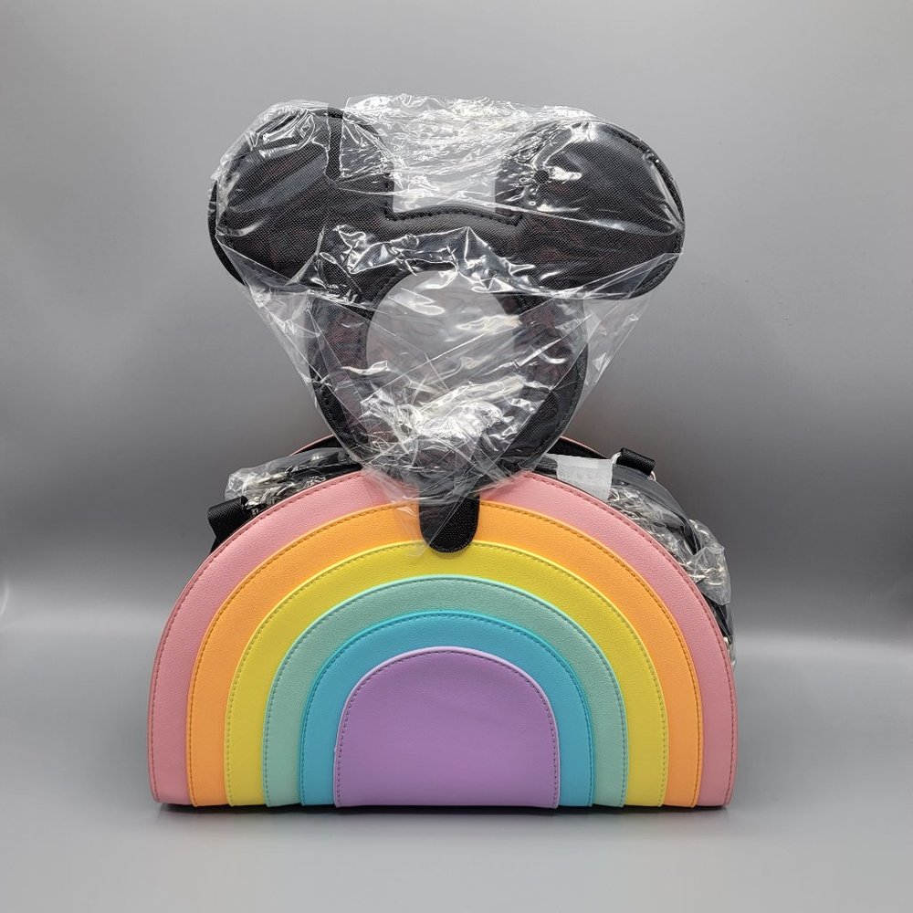 Loungefly x Disney Mickey Mouse Pastel Rainbow Crossbody Bag - Picture 1 of 10